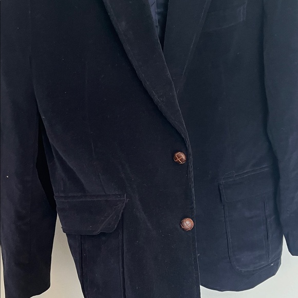 Corduroy NavyBlazer Tan Suede Elbow Patches Classic Preppy Menswear Vintage 46L - Picture 5 of 7